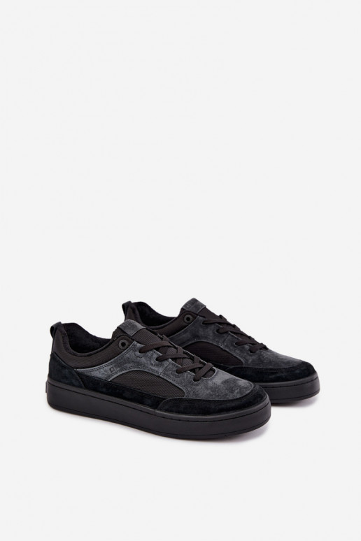 Czarne ocieplane zamszowe sneakersy męskie Big Star UU174118