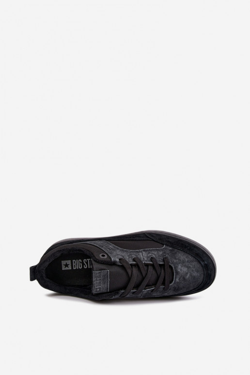Czarne ocieplane zamszowe sneakersy męskie Big Star UU174118