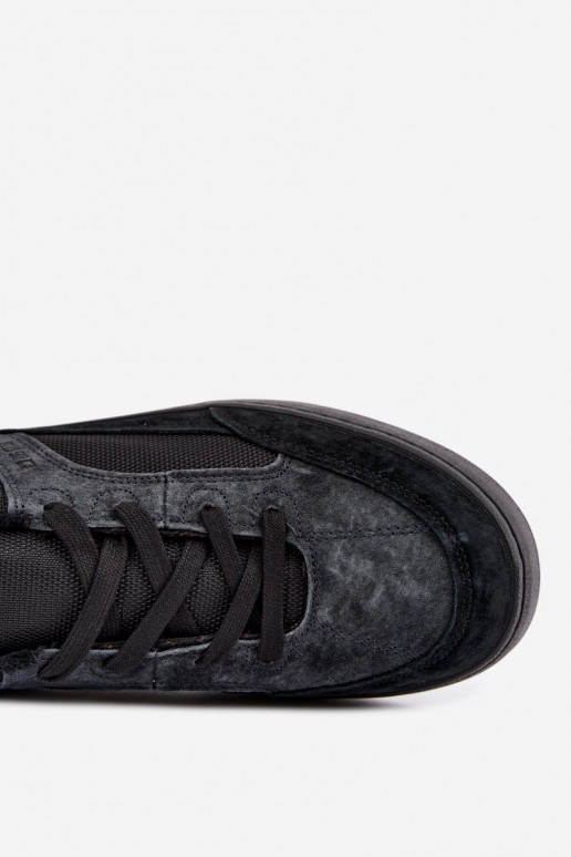 Black insulated suede sneakers for men Big Star UU174118