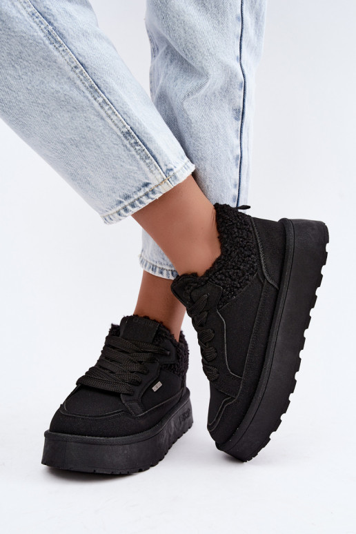 Women's snow boots with platform and fur Big Star SS274104 in black