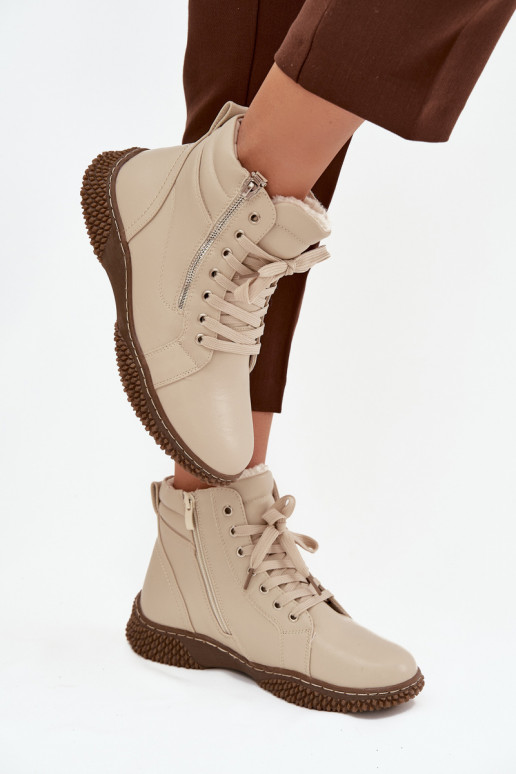 Naistep insulated sand ankle boots with faux fur inside Ulverina