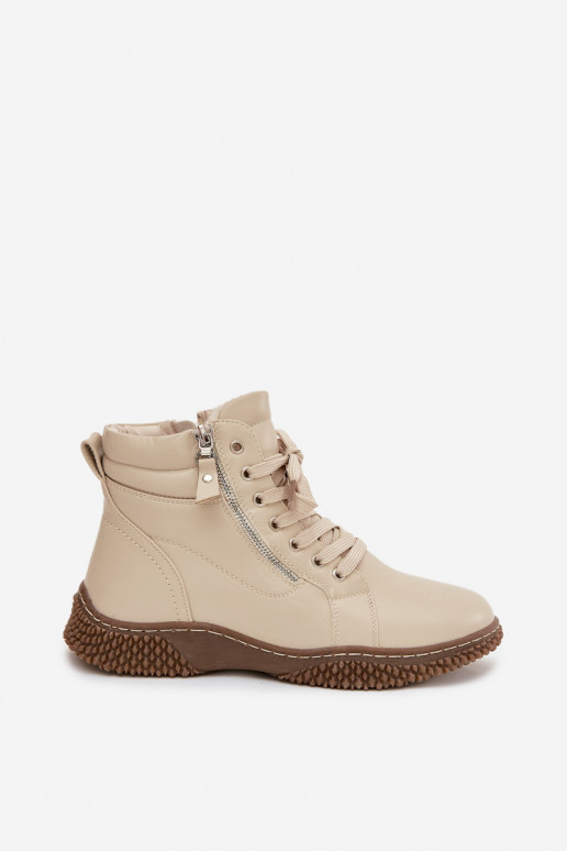 Naistep insulated sand ankle boots with faux fur inside Ulverina