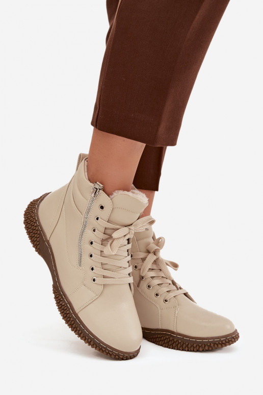 Naistep insulated sand ankle boots with faux fur inside Ulverina