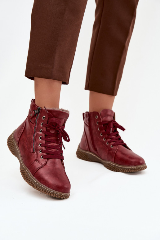 Naistep insulated burgundy ankle boots with faux fur inside Ulverina