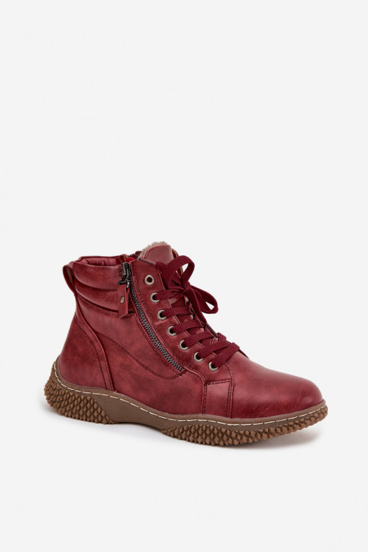 Women's insulated burgundy ankle boots with faux fur inside Ulverina