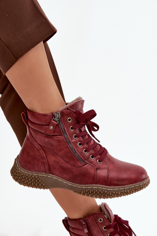 Naistep insulated burgundy ankle boots with faux fur inside Ulverina