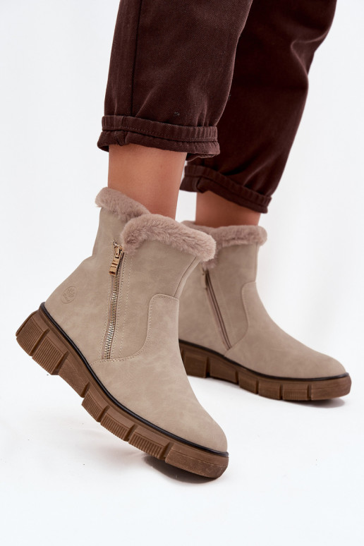 Women's sand snow boots with platform and faux fur Briselle