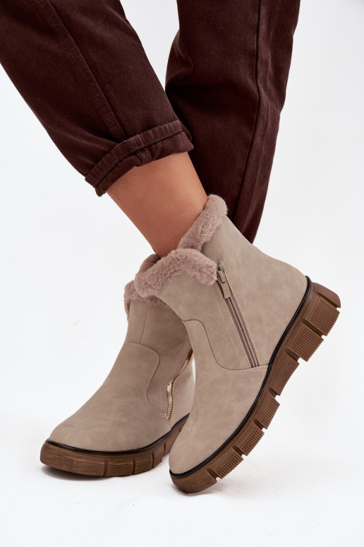Women's sand snow boots with platform and faux fur Briselle