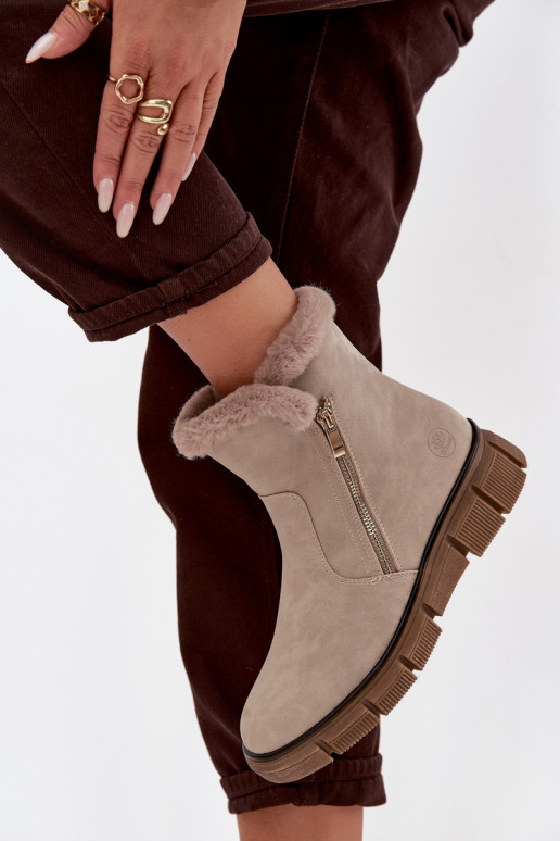 Women's sand snow boots with platform and faux fur Briselle
