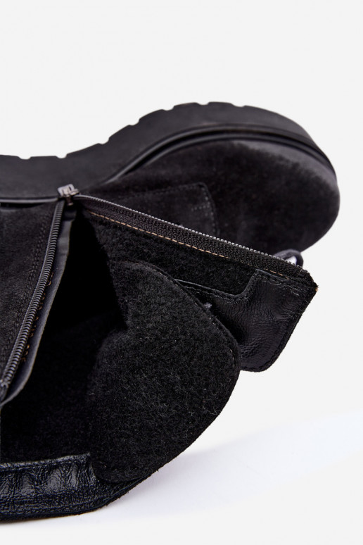 Black women's ankle boots with platform Zazoo 60499
