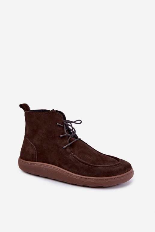 Women's ankle boots made of natural suede with beads Zazoo 30078