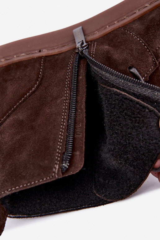 Women's ankle boots made of natural suede with beads Zazoo 30078