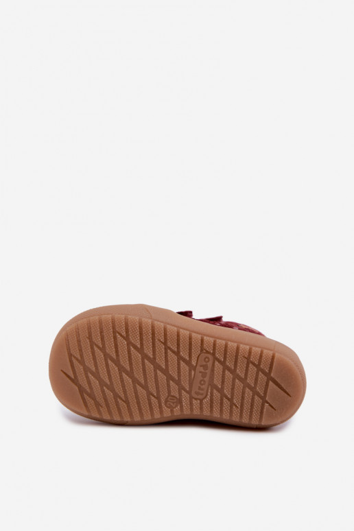 Zamszowe dziecięce zimowe buty z serduszkami Froddo G2110138-28 bordowe