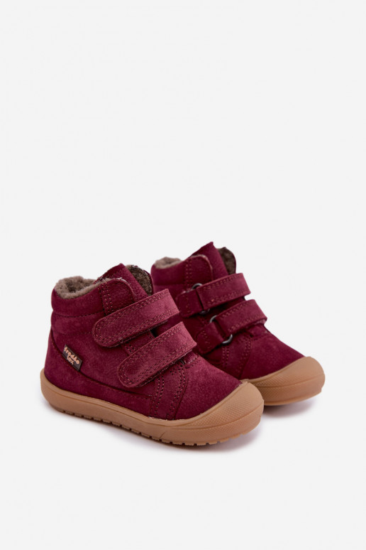 Skórzane dziecięce zimowe buty Froddo G2110138-12 bordowe