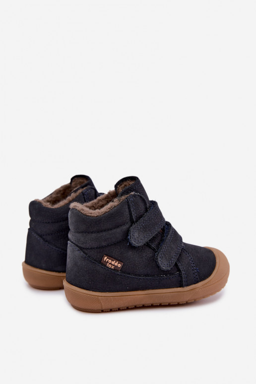 Skórzane dziecięce zimowe buty Froddo G2110138 ciemnoniebieskie