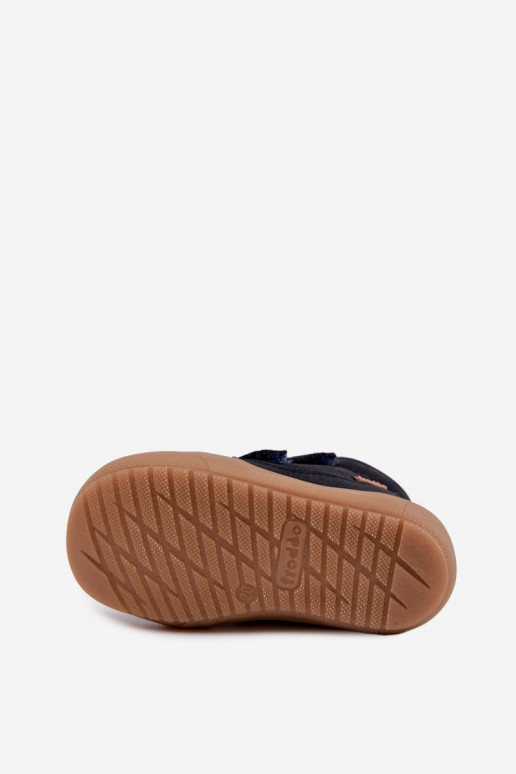Skórzane dziecięce zimowe buty Froddo G2110138 ciemnoniebieskie