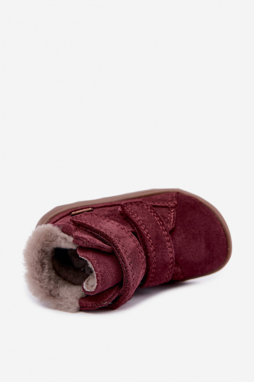Zamszowe dziecięce śniegowce Barefoot Froddo G2110151-4 bordowe