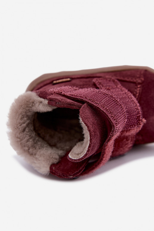 Zamszowe dziecięce śniegowce Barefoot Froddo G2110151-4 bordowe