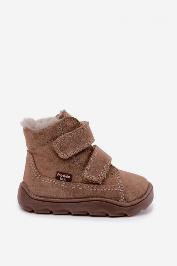 Suede children's snow boots Barefoot Froddo G2110151-8 sand 2