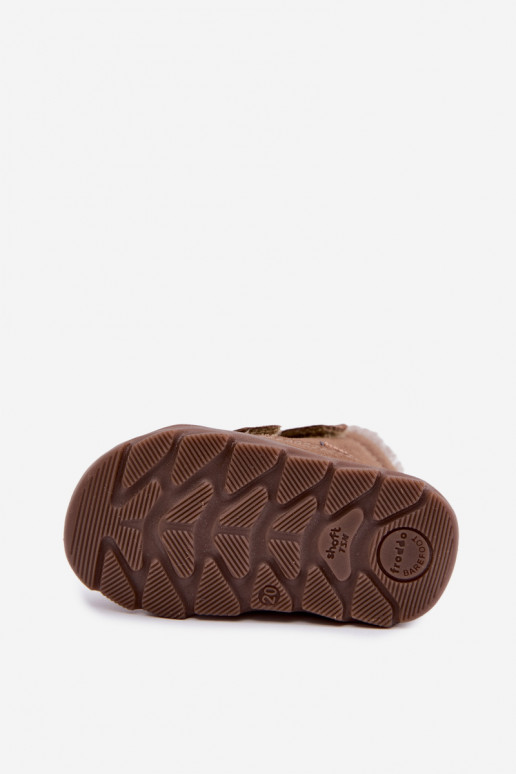 Zamszowe dziecięce śniegowce Barefoot Froddo G2110151-8 w kolorze piaskowym