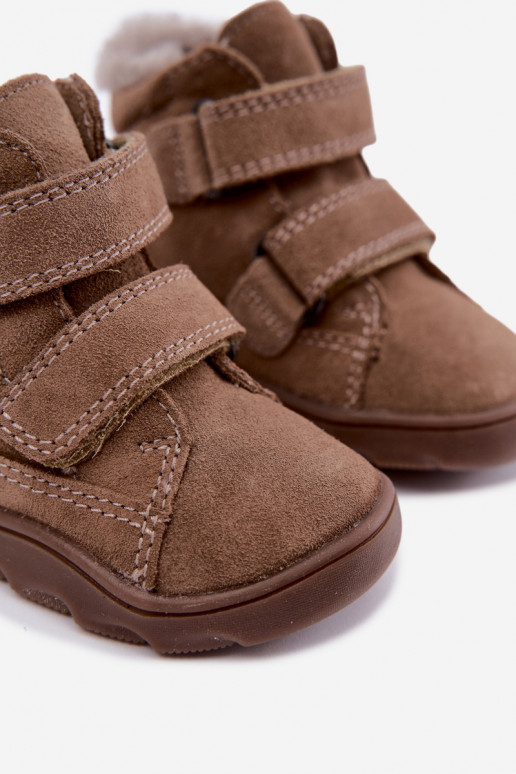 Suede children's snow boots Barefoot Froddo G2110151-8 sand