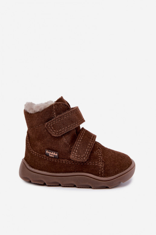 Suede children's snow boots Barefoot Froddo G2110151-13 chocolate