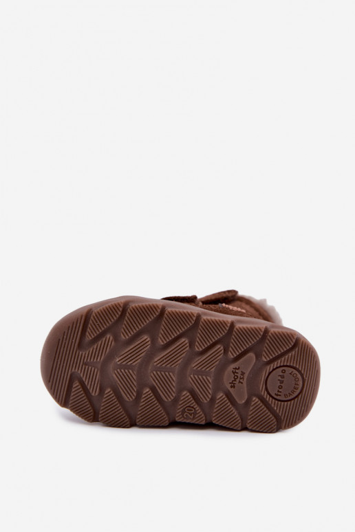 Suede children's snow boots Barefoot Froddo G2110151-13 chocolate