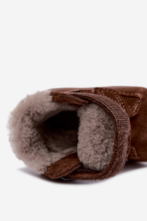 Zamszowe dziecięce śniegowce Barefoot Froddo G2110151-13 czekoladowe