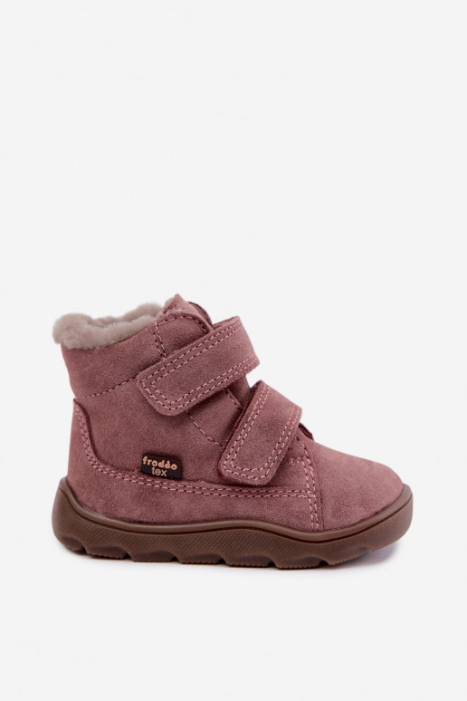 Suede children's snow boots Barefoot Froddo G2110151 pink