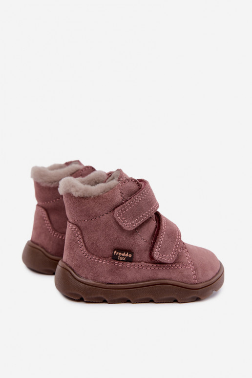 Suede children's snow boots Barefoot Froddo G2110151 pink