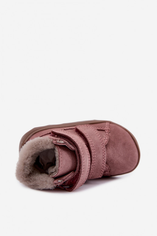 Zamszowe dziecięce śniegowce Barefoot Froddo G2110151 różowe