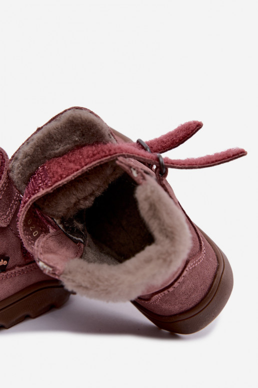 Zamszowe dziecięce śniegowce Barefoot Froddo G2110151 różowe