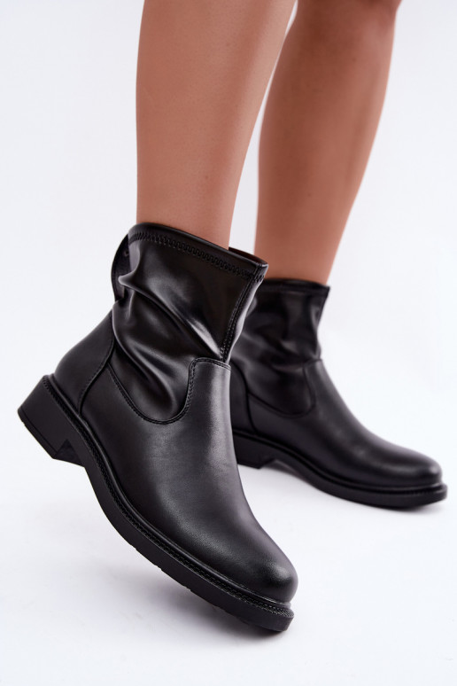 Faux leather insulated ankle boots with wide heels Sergio Leone BT-62 black