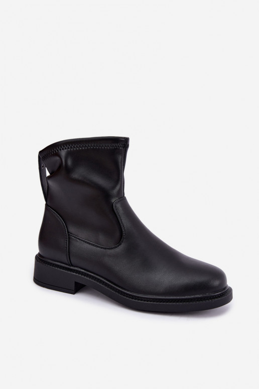 Faux leather insulated ankle boots with wide heels Sergio Leone BT-62 black