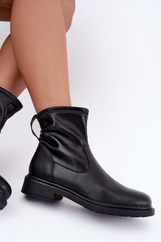 Faux leather insulated ankle boots with wide heels Sergio Leone BT-62 black