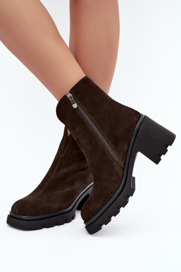 Faux suede insulated shoes with heels T.Sokolski SH Z26-428 chocolate 2