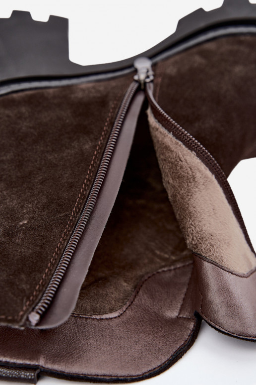 Dirbtinės zomšos pašiltinti batai su kulniukais T.Sokolski SH Z26-428 šokolado spalvos