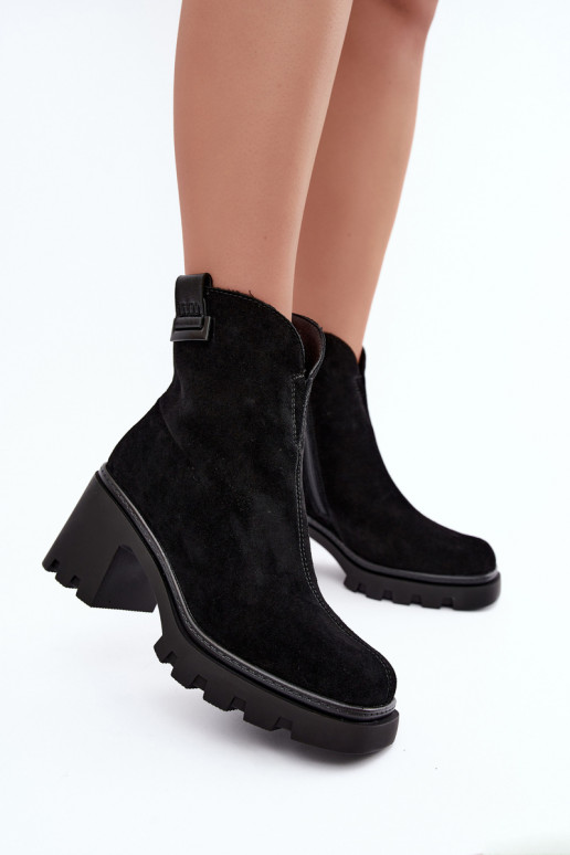 Faux suede insulated shoes with heels T.Sokolski SH Z26-428 black