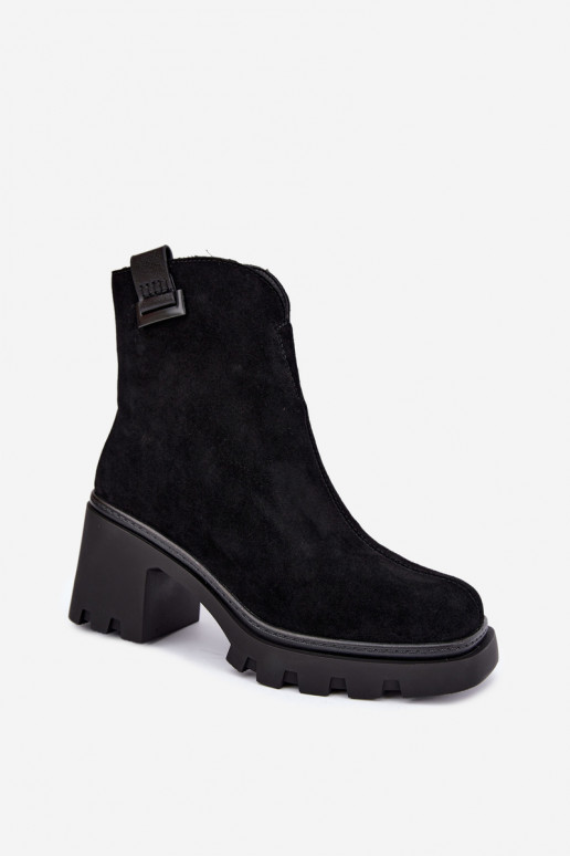 Faux suede insulated shoes with heels T.Sokolski SH Z26-428 black