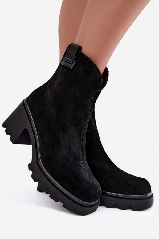 Faux suede insulated shoes with heels T.Sokolski SH Z26-428 black