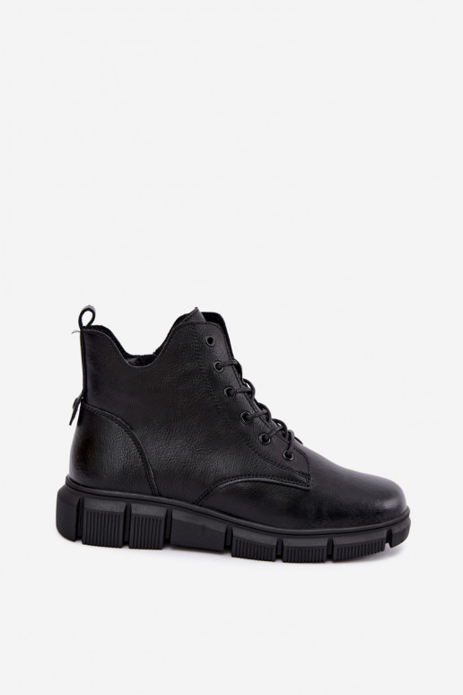 Insulated ankle boots made of faux leather black color Girelisse