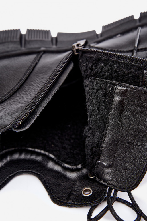 Insulated ankle boots made of faux leather black color Girelisse
