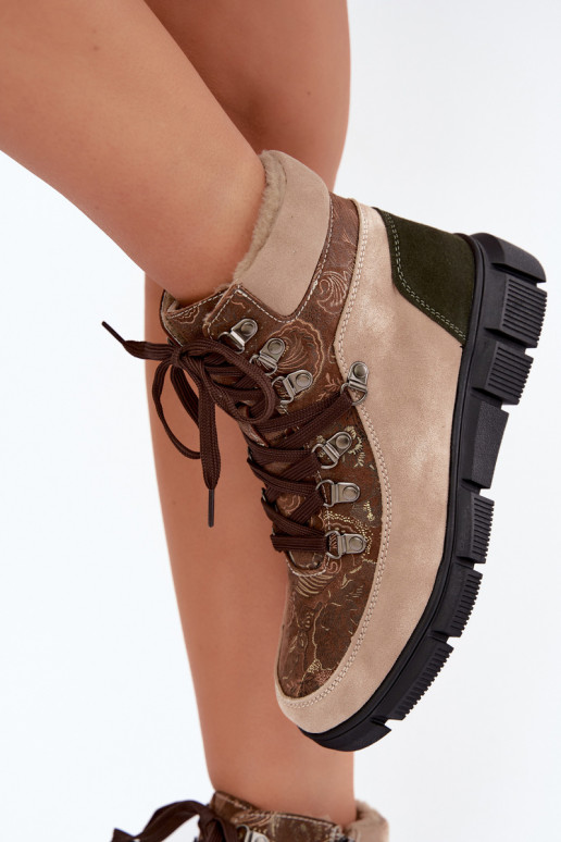 Faux suede insulated women's ankle boots sand color INanelia