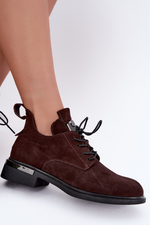 Faux suede ankle boots Vinceza 89151 in chocolate color