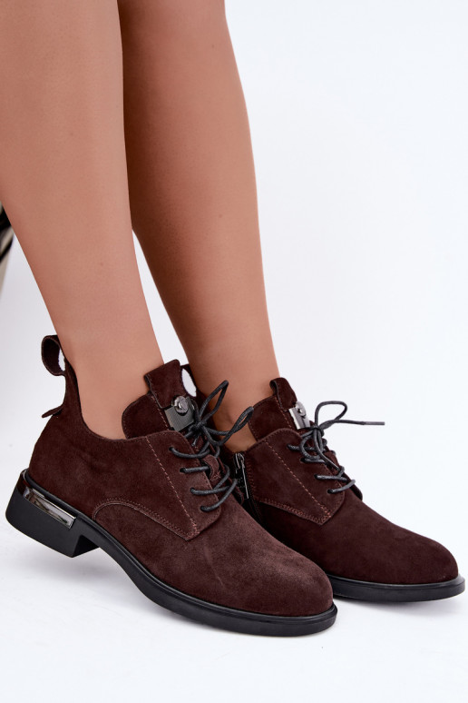 Faux suede ankle boots Vinceza 89151 in chocolate color