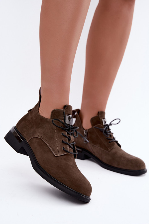 Botki z sztucznego zamszu Vinceza 89151 w kolorze khaki