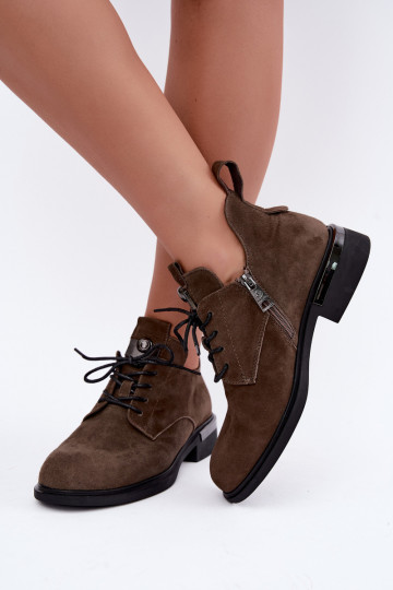 Botki z sztucznego zamszu Vinceza 89151 w kolorze khaki 2