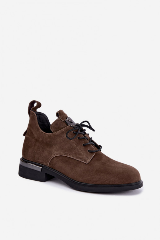 Faux suede ankle boots Vinceza 89151 in khaki color