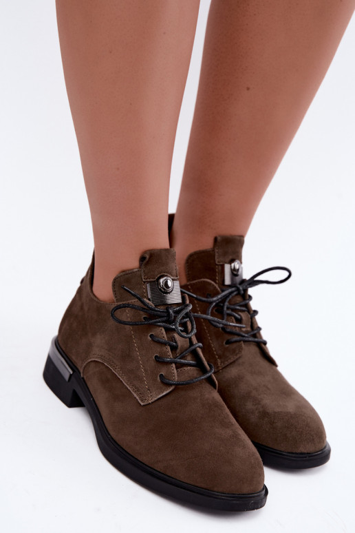 Botki z sztucznego zamszu Vinceza 89151 w kolorze khaki