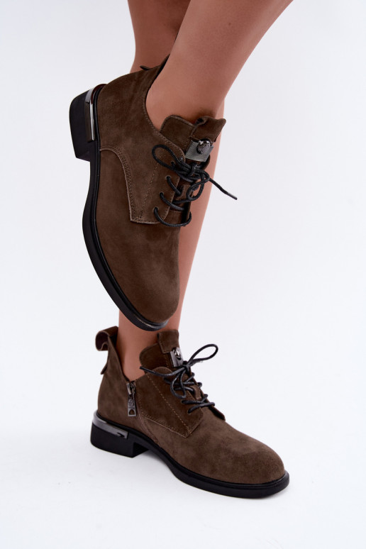 Botki z sztucznego zamszu Vinceza 89151 w kolorze khaki